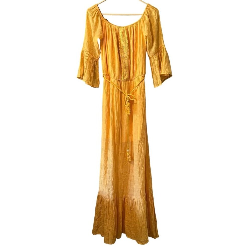 Fashion Nova Born And Raised Off Shoulder Maxi Dress Size Medium Cottagecore